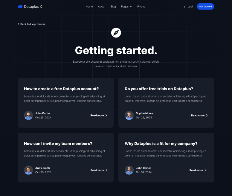 Help Center Category - Dataplus X Webflow Template