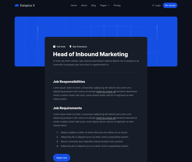 Job Post - Dataplus X Webflow Template